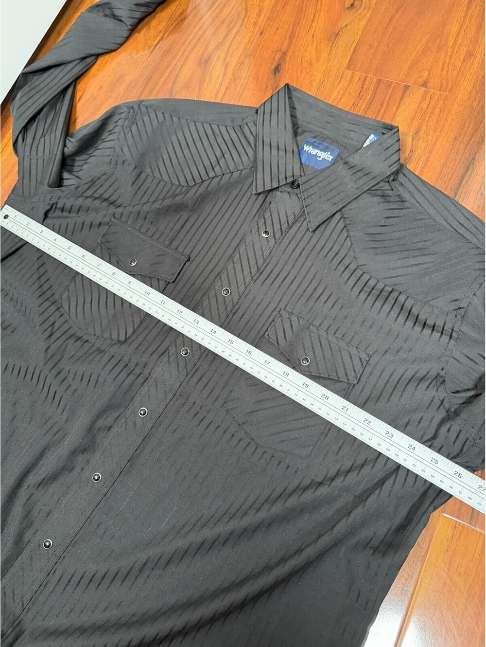 Wrangler Pearl Snap Striped Shirt Mens 2XT Black Tall Long Sleeve Western - Picture 4 of 6